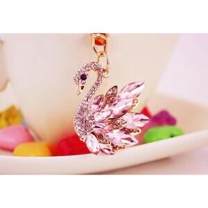 Swan Shaped Keychain In Pink